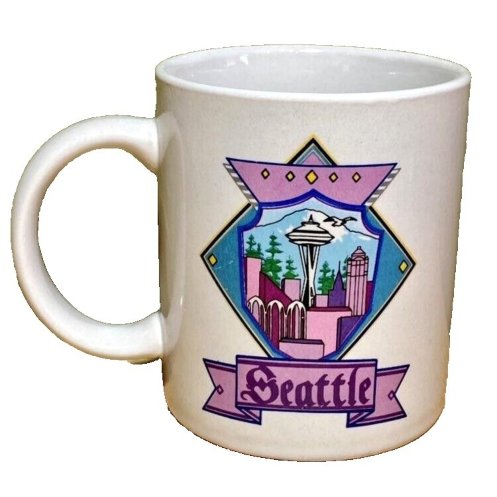 Vintage Seattle Space Needle Coffee Mug 12oz Cocoa Tea Cup Retro 206 Skyline GUC